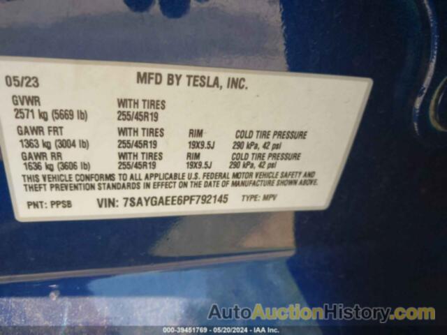 TESLA MODEL Y, 7SAYGAEE6PF792145