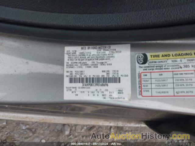 FORD FUSION SEL, 3FAHP08139R168696