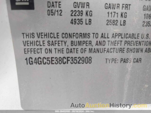 BUICK LACROSSE LEATHER GROUP, 1G4GC5E38CF352908