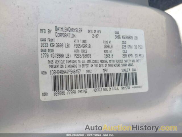 DODGE DURANGO SLT, 1D8HB48N47F546457