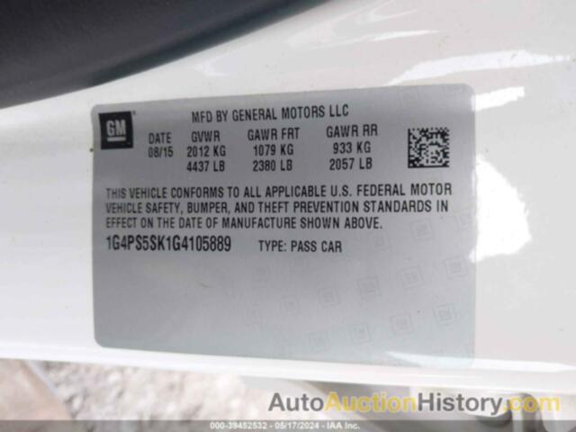 BUICK VERANO LEATHER GROUP, 1G4PS5SK1G4105889