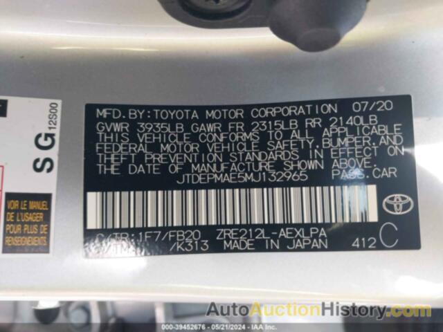 TOYOTA COROLLA LE, JTDEPMAE5MJ132965