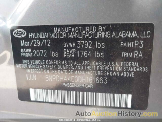 HYUNDAI ELANTRA GLS/LIMITED, 5NPDH4AE0DH161663