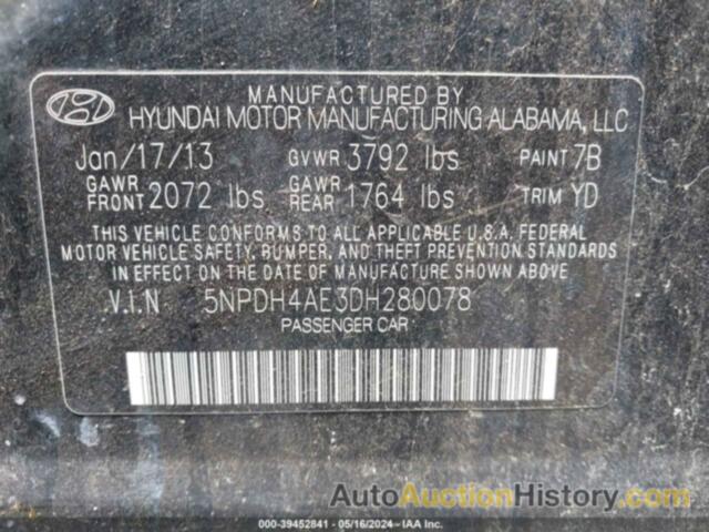 HYUNDAI ELANTRA GLS, 5NPDH4AE3DH280078