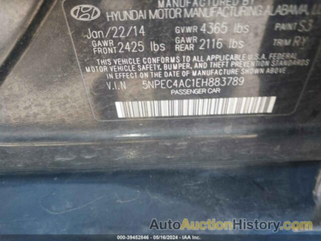 HYUNDAI SONATA SE, 5NPEC4AC1EH883789