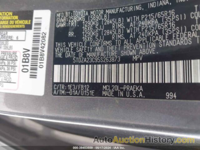 TOYOTA SIENNA LE, 5TDZA23C95S263873