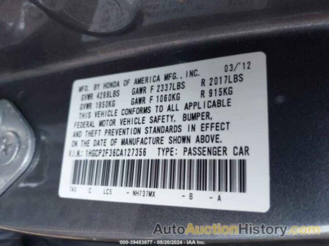 HONDA ACCORD LX, 1HGCP2F36CA127356