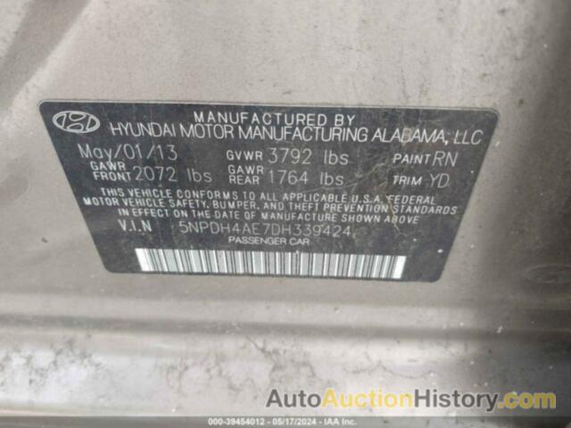 HYUNDAI ELANTRA GLS, 5NPDH4AE7DH339424