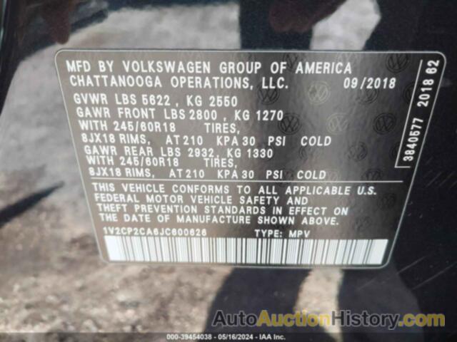 VOLKSWAGEN ATLAS 2.0T SE, 1V2CP2CA6JC600626