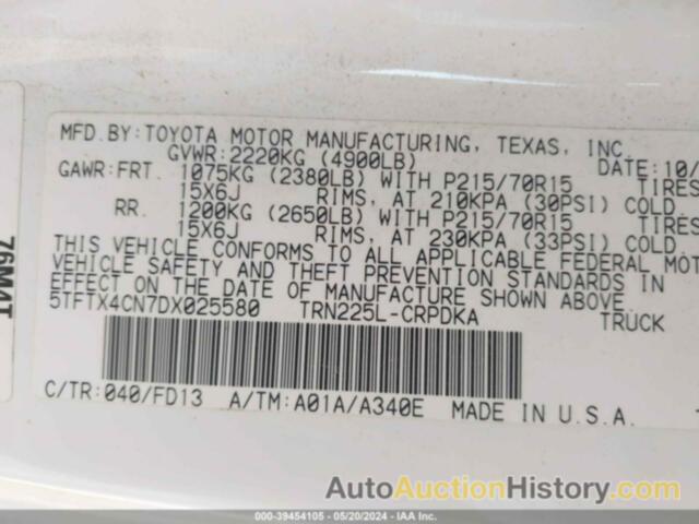 TOYOTA TACOMA ACCESS CAB, 5TFTX4CN7DX025580