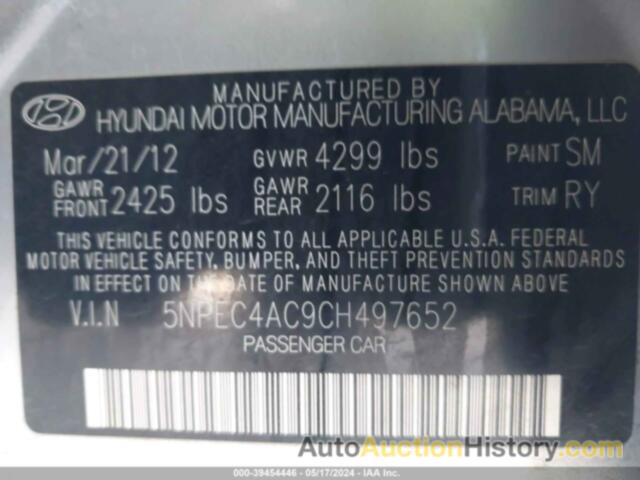 HYUNDAI SONATA LIMITED, 5NPEC4AC9CH497652