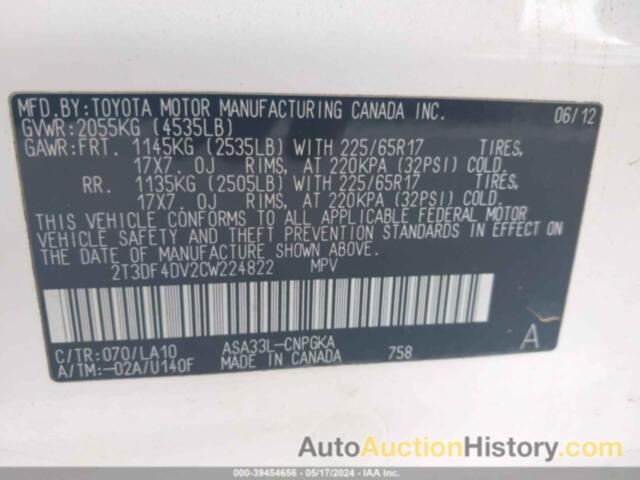 TOYOTA RAV4 LIMITED, 2T3DF4DV2CW224822