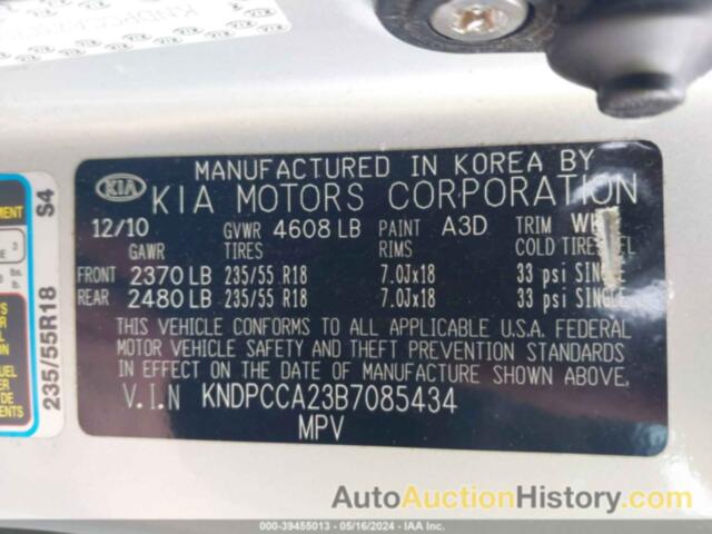 KIA SPORTAGE EX, KNDPCCA23B7085434