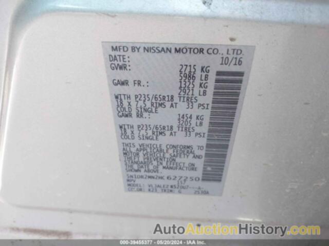 NISSAN PATHFINDER SV, 5N1DR2MN2HC627250