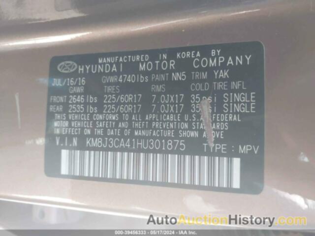 HYUNDAI TUCSON SE, KM8J3CA41HU301875