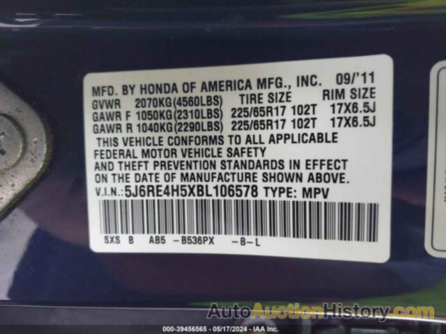 HONDA CR-V EX, 5J6RE4H5XBL106578