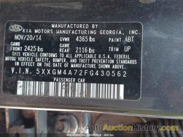 KIA OPTIMA LX, 5XXGM4A72FG430562