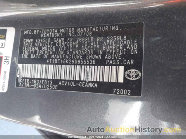 TOYOTA CAMRY LE, 4T1BE46K29U855536