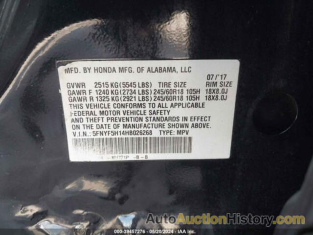 HONDA PILOT LX, 5FNYF5H14HB026268