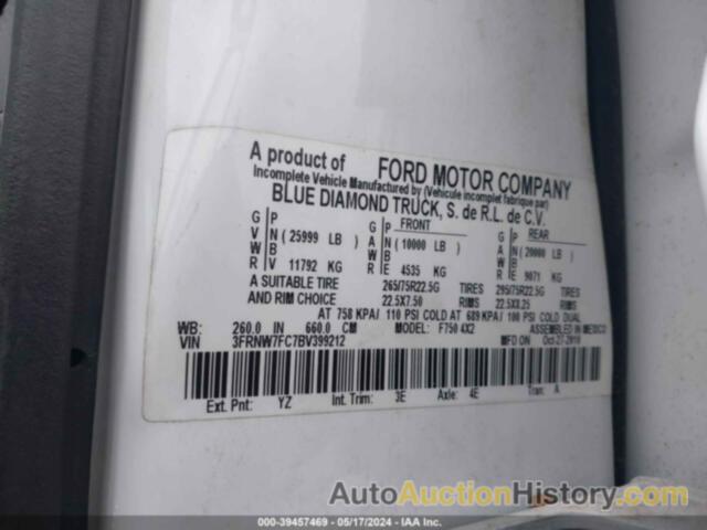 FORD F-750, 3FRNW7FC7BV399212