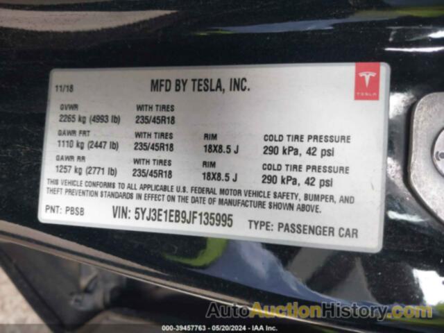 TESLA MODEL 3, 5YJ3E1EB9JF135995