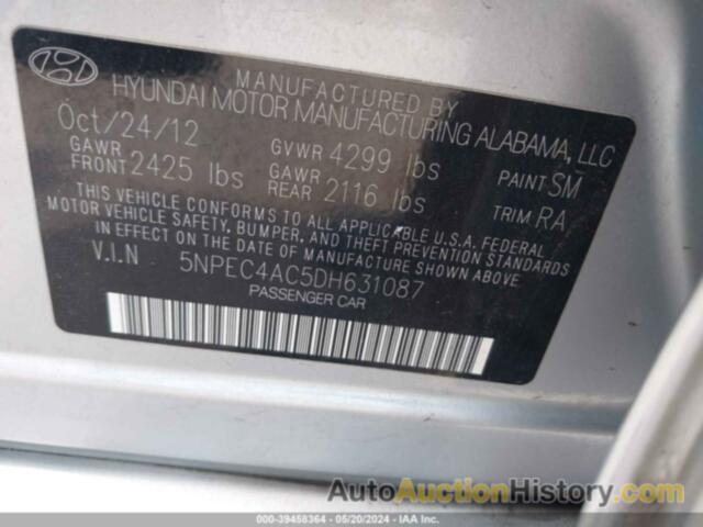 HYUNDAI SONATA LIMITED PZEV, 5NPEC4AC5DH631087