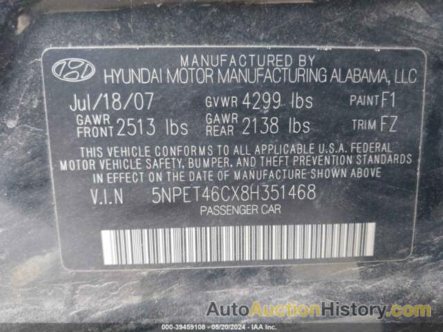 HYUNDAI SONATA GLS, 5NPET46CX8H351468