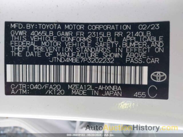 TOYOTA COROLLA SE/XSE/NIGHT SHADE, JTND4MBE7P3202232