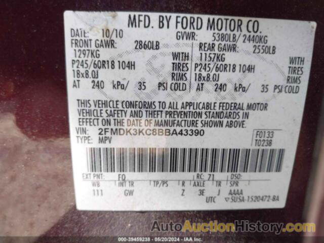 FORD EDGE LIMITED, 2FMDK3KC8BBA43390