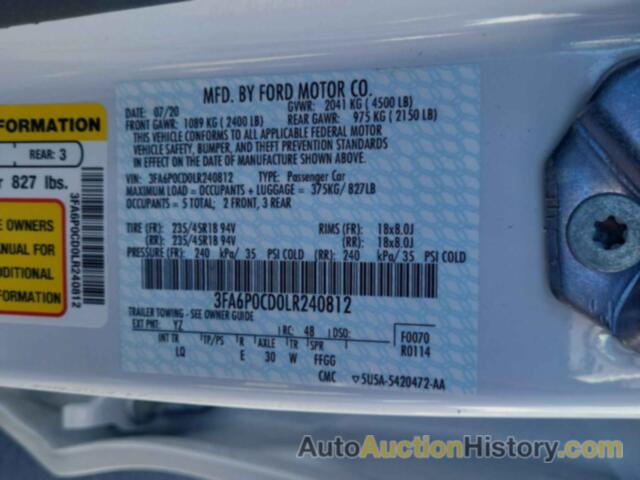 FORD FUSION SEL, 3FA6P0CD0LR240812