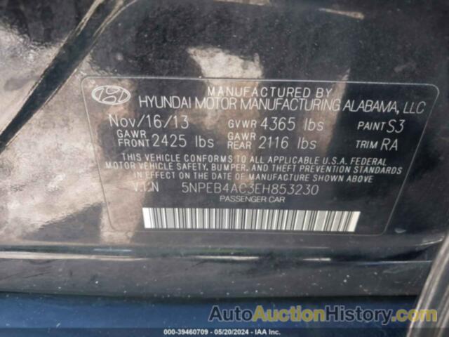 HYUNDAI SONATA GLS, 5NPEB4AC3EH853230