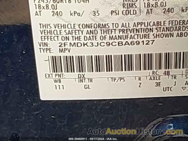 FORD EDGE SEL, 2FMDK3JC9CBA69127