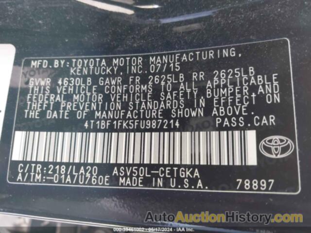 TOYOTA CAMRY XLE, 4T1BF1FK5FU987214