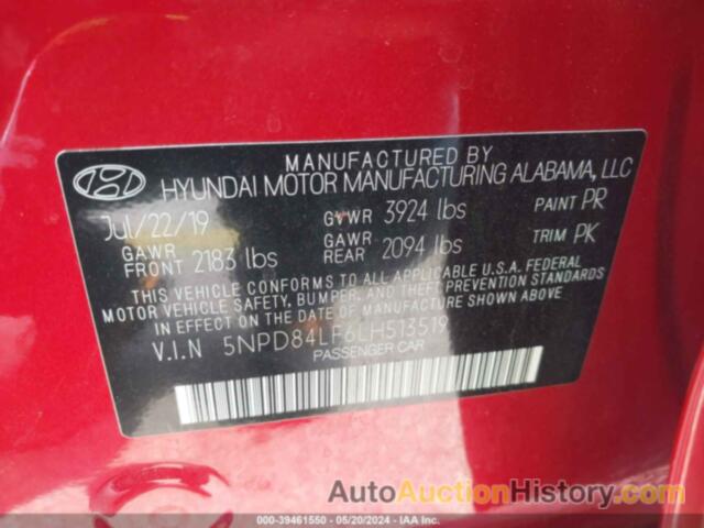 HYUNDAI ELANTRA SEL/VALUE/LIMITED, 5NPD84LF6LH513519