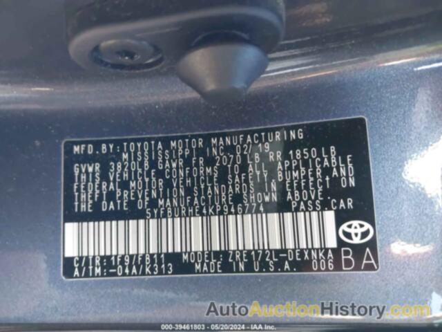 TOYOTA COROLLA L/LE/XLE/SE/XSE, 5YFBURHE4KP946774