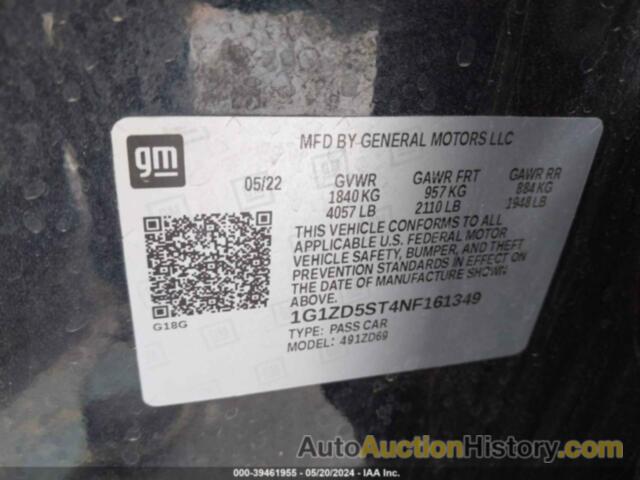 CHEVROLET MALIBU FWD LT, 1G1ZD5ST4NF161349