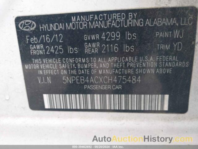 HYUNDAI SONATA GLS, 5NPEB4ACXCH475484