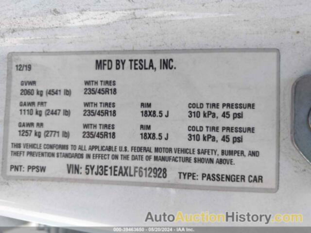 TESLA MODEL 3, 5YJ3E1EAXLF612928