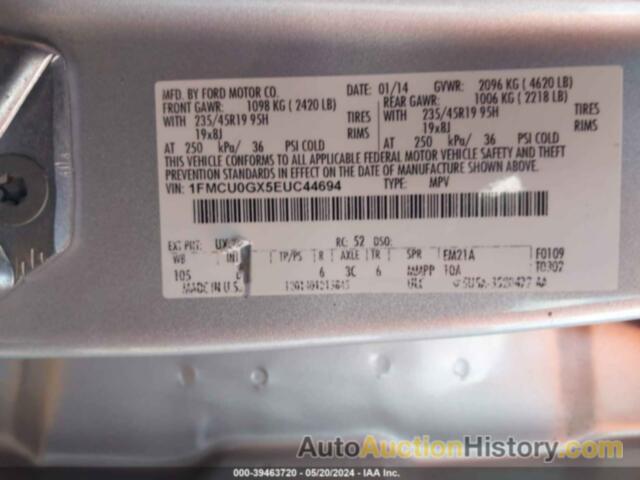 FORD ESCAPE SE, 1FMCU0GX5EUC44694