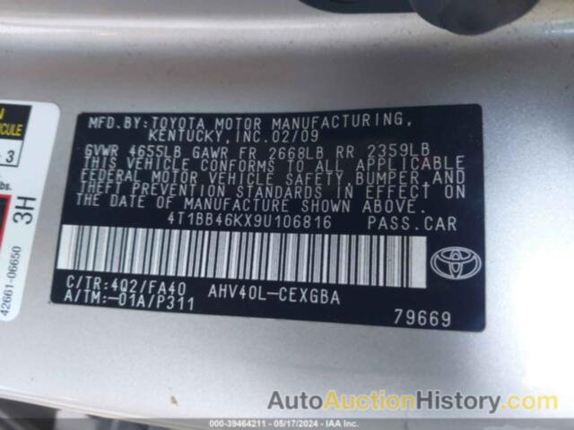 TOYOTA CAMRY HYBRID, 4T1BB46KX9U106816