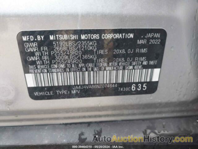 MITSUBISHI OUTLANDER SEL/SEL SPECIAL EDITION, JA4J4VA86NZ074644