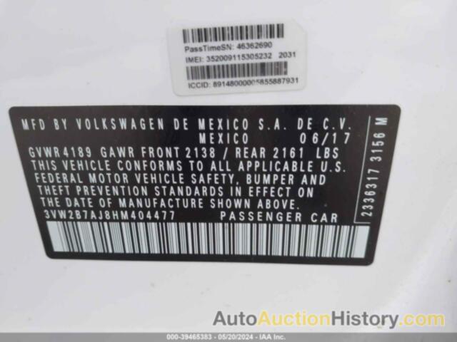 VOLKSWAGEN JETTA 1.4T S, 3VW2B7AJ8HM404477