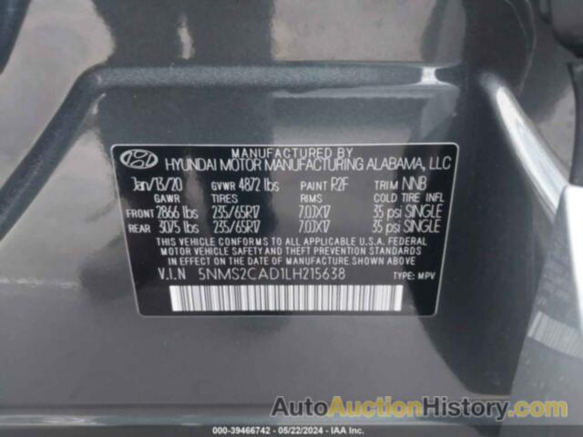 HYUNDAI SANTA FE SE, 5NMS2CAD1LH215638