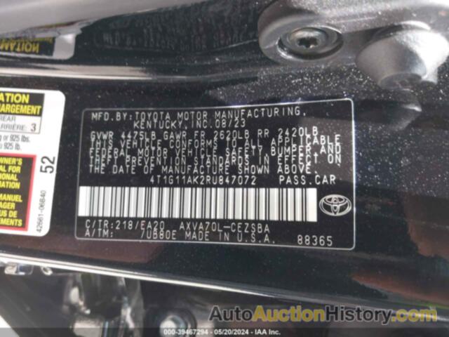 TOYOTA CAMRY SE, 4T1G11AK2RU847072