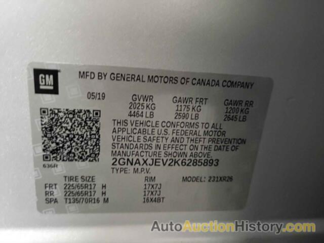 CHEVROLET EQUINOX LT, 2GNAXJEV2K6285893