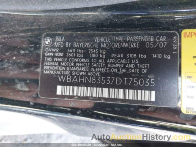 BMW 750LI, WBAHN83537DT75035