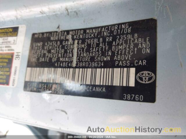 TOYOTA CAMRY LE, 4T4BE46K38R039634