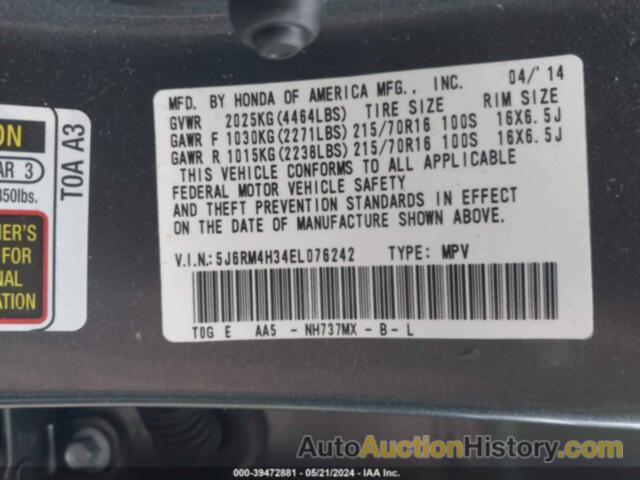 HONDA CR-V LX, 5J6RM4H34EL076242