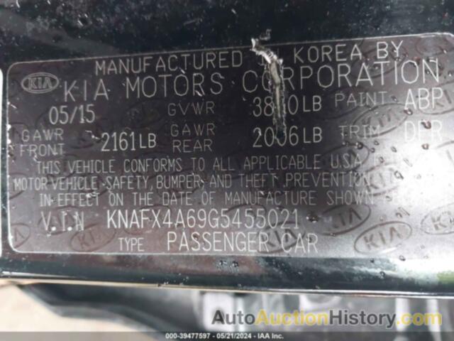 KIA FORTE LX, KNAFX4A69G5455021