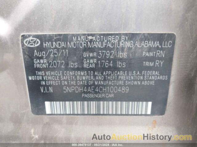 HYUNDAI ELANTRA LIMITED, 5NPDH4AE4CH100489